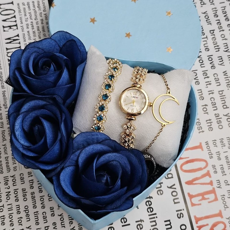 پک ساعت زنانه با دستبند و گل مناسب هدیه